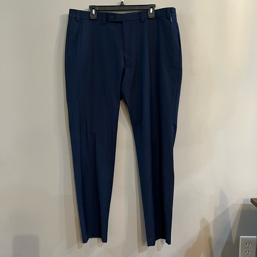 CALVIN KLEIN Men's Flat Front Dress Pants Navy Blue 38W x 32L